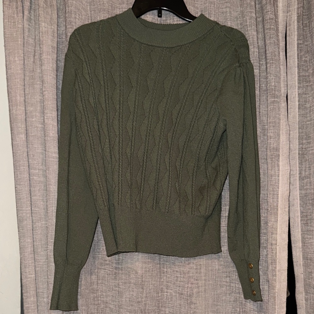 Olive Green Cable Knit Sweater Luxe by Tricot
